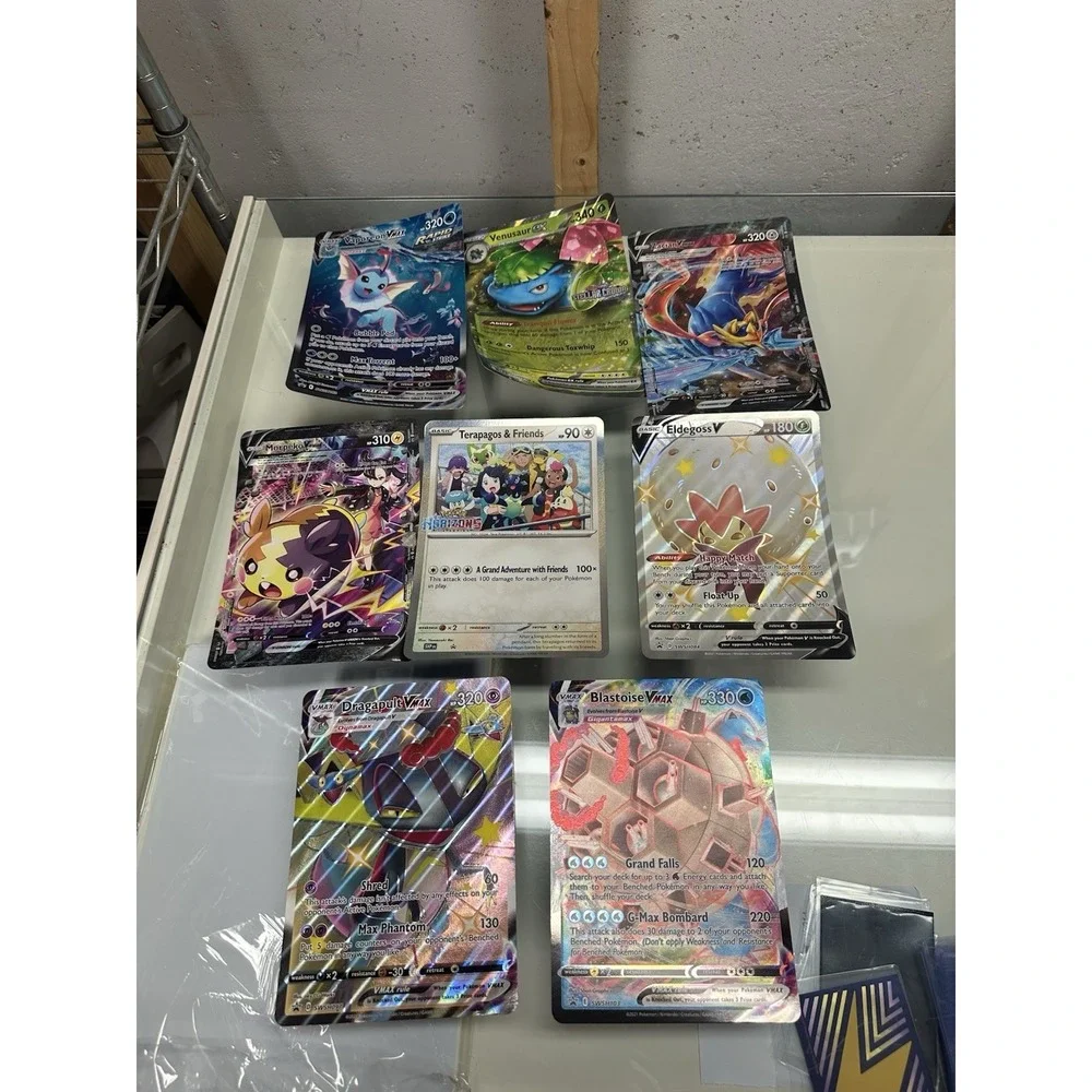 Lot of 8 JUMBO pokemon cards damaged‎ condition Blastoise VMAX SWSH103 vaporeon